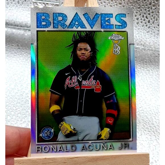Ronald Acuna Jr 2021 Topps Chrome BEN BALLER 1986 Retro Refractor Atlanta Braves - Picture 2 of 5